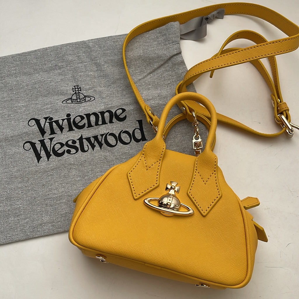 Vivienne Westwood Brand New Saffiano Mini Yasmin Yellow Aw23 W Tag
